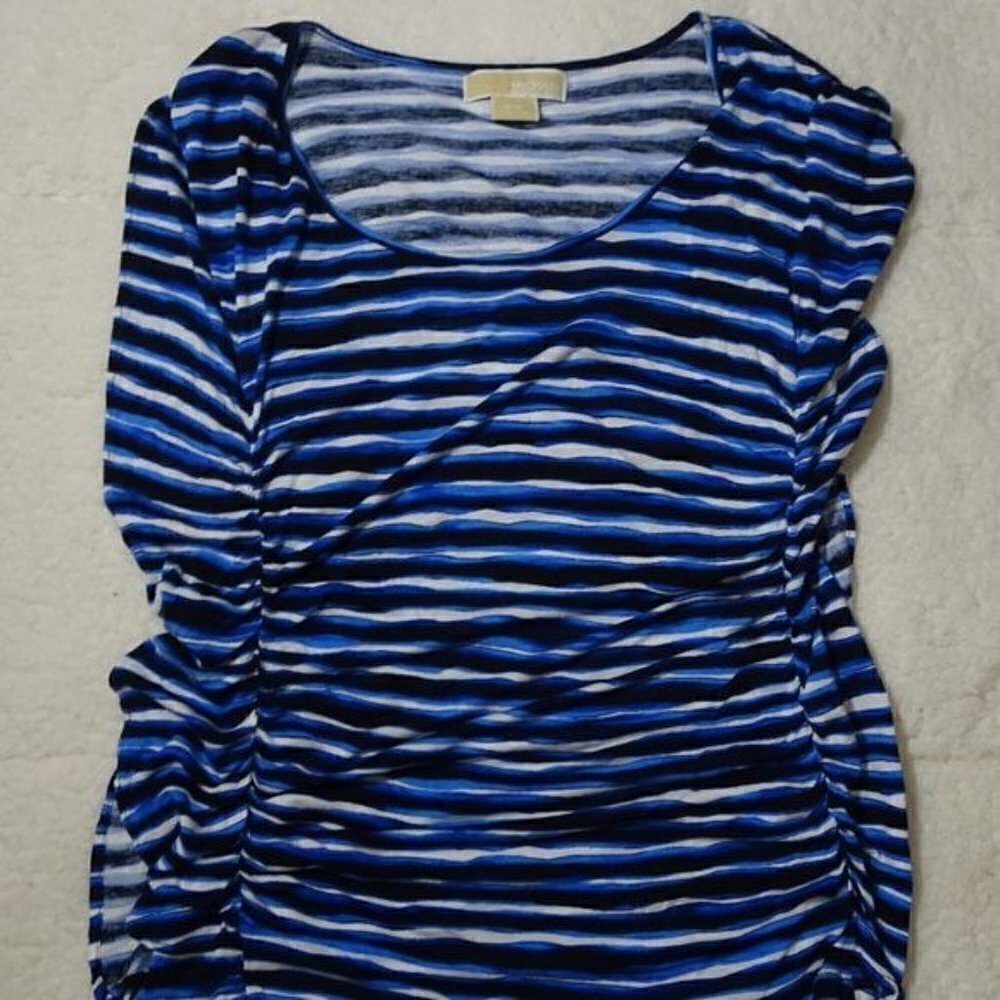 Michael Kors Blue Top w/ Side Ruffles Size Small